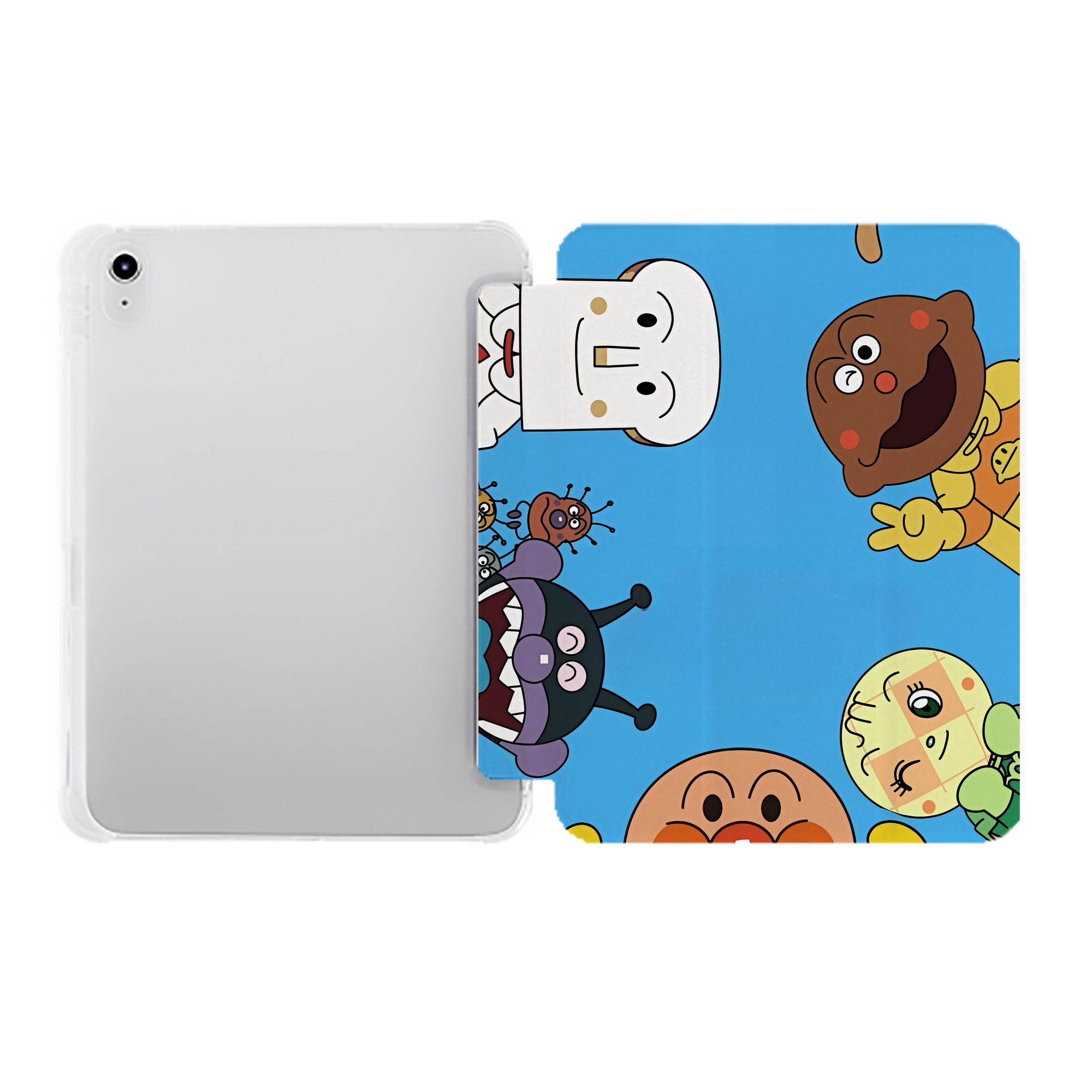 （画像用） アンパンマン Anpanman IPad ケース ペン収納付き 三つ折りスタンド PUレザー×シリコン 対応機種9.5/10.5/10.9インチ